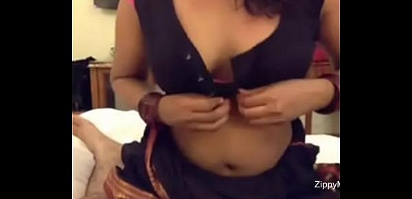  Hot Desi Bhabhi Showing Big Boobs n Putting in Condom on Dick